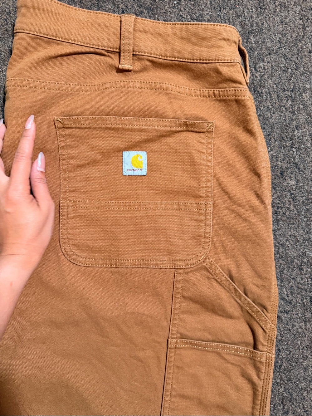 Carhartt Brown Work Pants with Pocket Patch - Picture 1 of 12